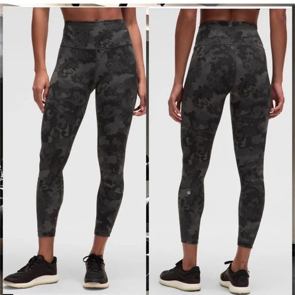 Lululemon Wunder Train High-Rise Tight 28" Heritage Lace Black size 6 NWT - Picture 2 of 7